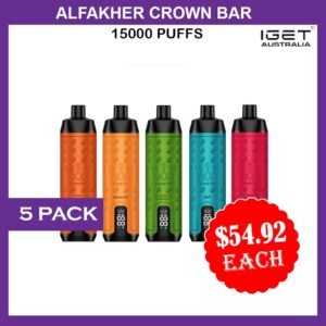 ALFAKHER CROWN BAR – 15000 PUFFS – 5 PACK